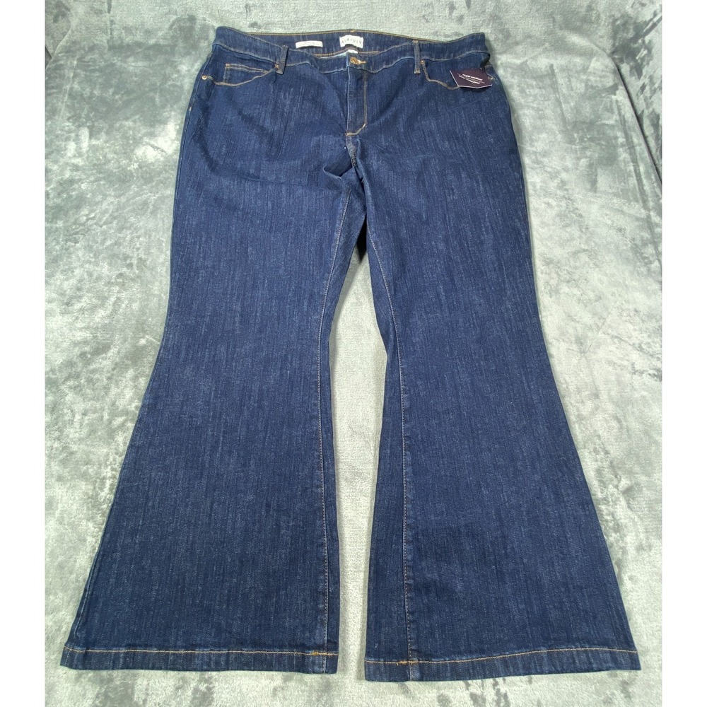 NWT Ava Viv Jeans Womens 24 Blue Stretch High Rise Flare No‎ Gap Waist Denim